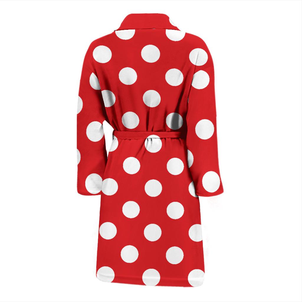 Polka Dot Red Pattern Print Design 04 Men Bathrobe-JORJUNE.COM
