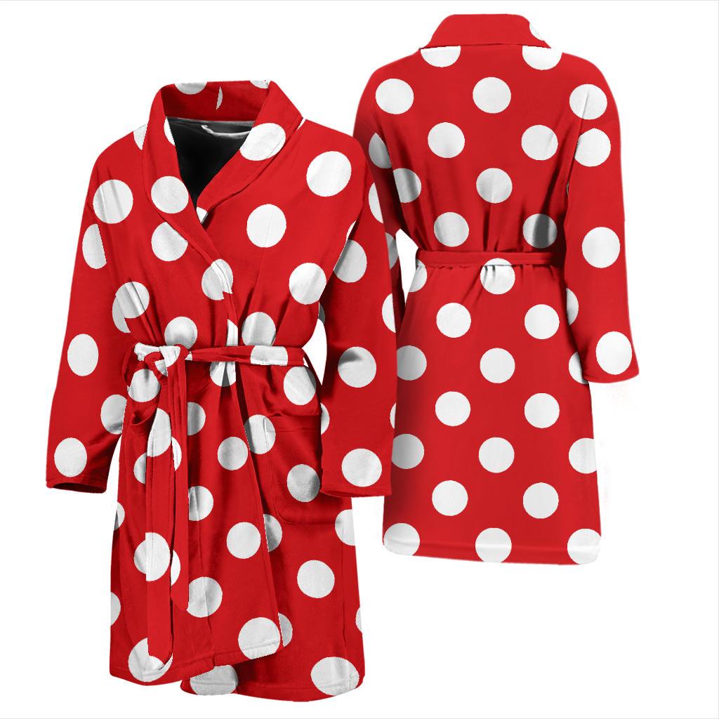Polka Dot Red Pattern Print Design 04 Men Bathrobe-JORJUNE.COM