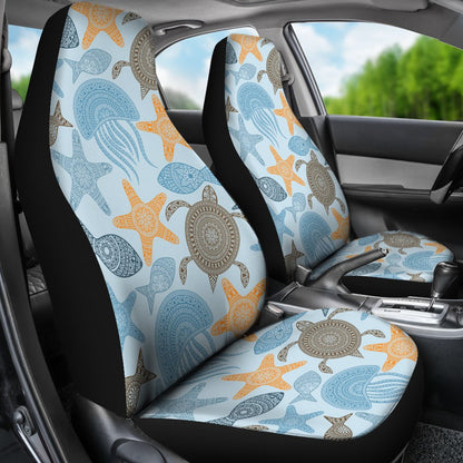 Polynesian Jellyfish Turtle Print Universal Fit Car Seat Covers