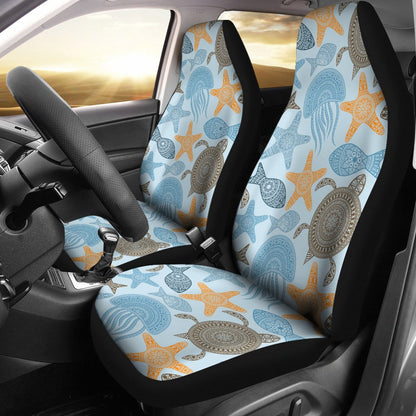 Polynesian Jellyfish Turtle Print Universal Fit Car Seat Covers