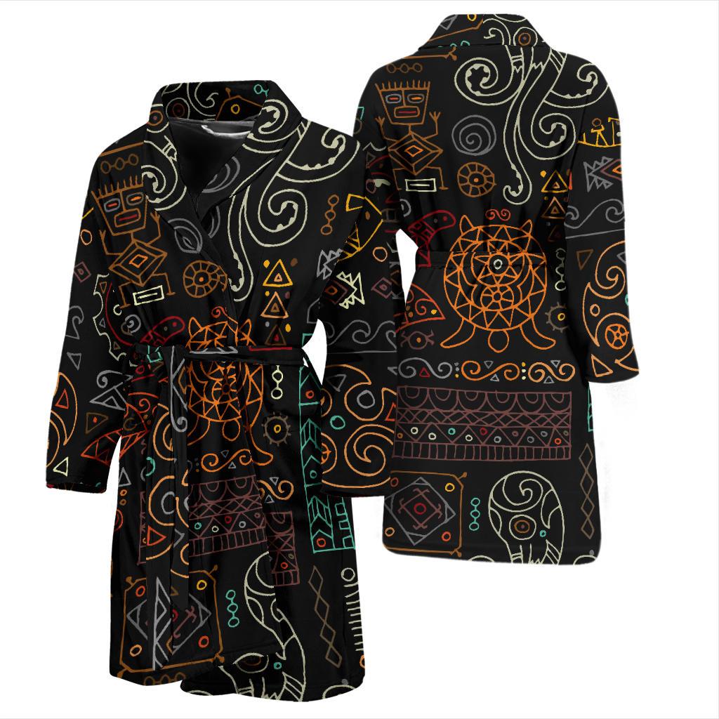 Polynesian Pattern Print Design A04 Men Bathrobe-JORJUNE.COM
