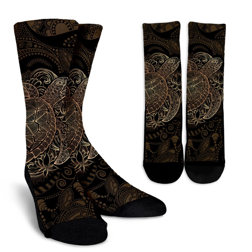 Polynesian Sea Turtle Hawaiian Mandala Crew Socks