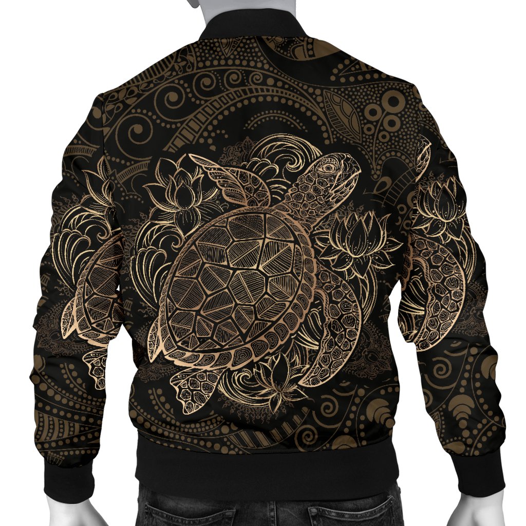 Polynesian Sea Turtle Hawaiian Mandala Men Casual Bomber Jacket