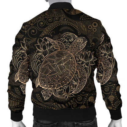 Polynesian Sea Turtle Hawaiian Mandala Men Casual Bomber Jacket