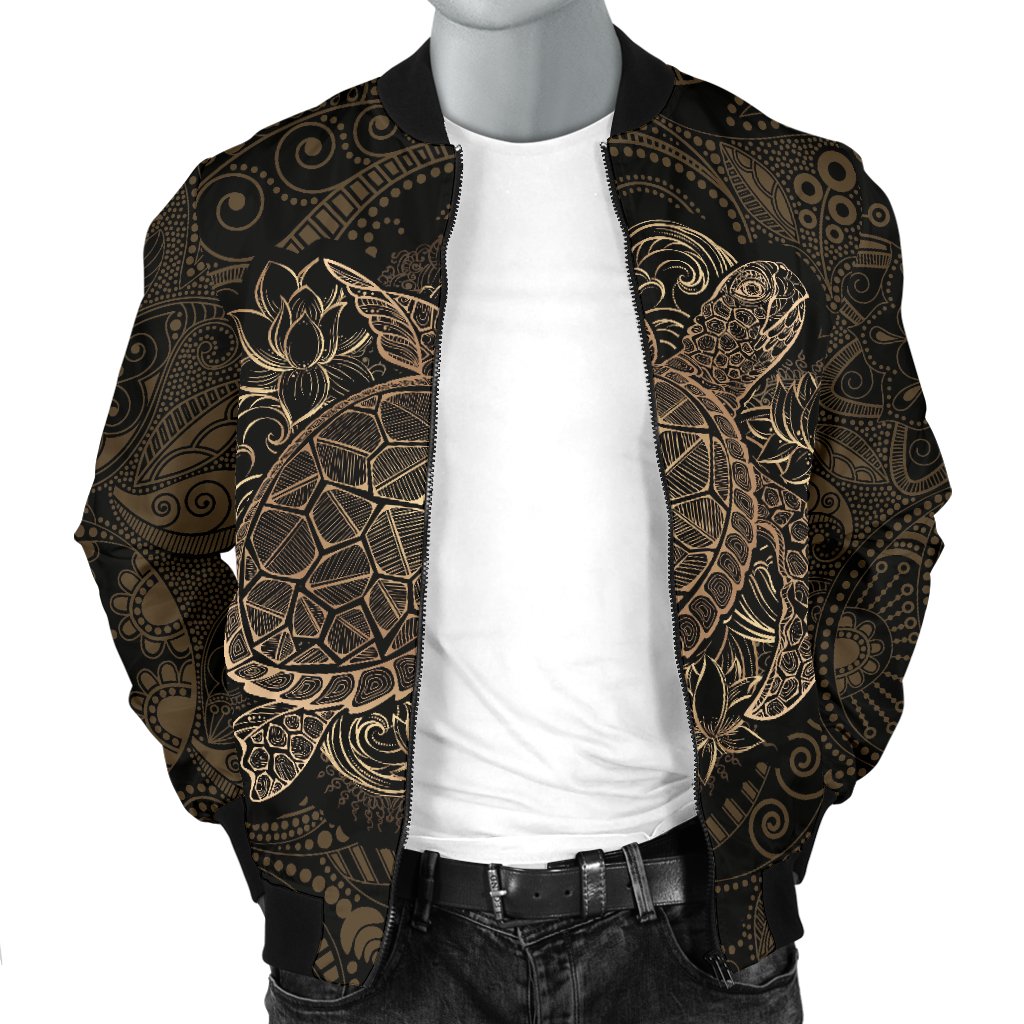 Polynesian Sea Turtle Hawaiian Mandala Men Casual Bomber Jacket