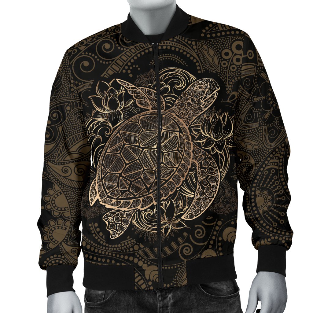 Polynesian Sea Turtle Hawaiian Mandala Men Casual Bomber Jacket