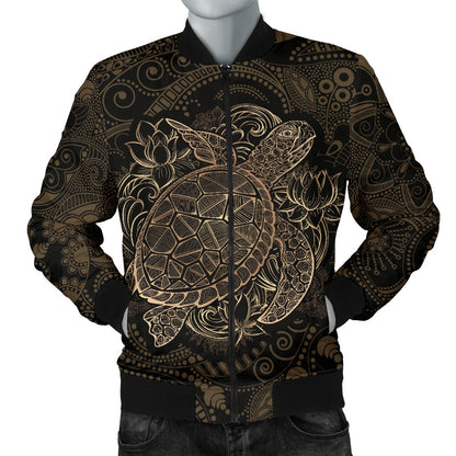 Polynesian Sea Turtle Hawaiian Mandala Men Casual Bomber Jacket
