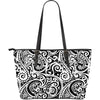 Polynesian Traditional Tribal Large Leather Tote Bag