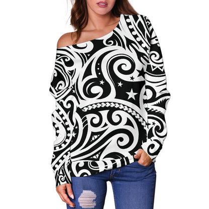 Polynesian Traditional Tribal Off Shoulder Sweatshirt