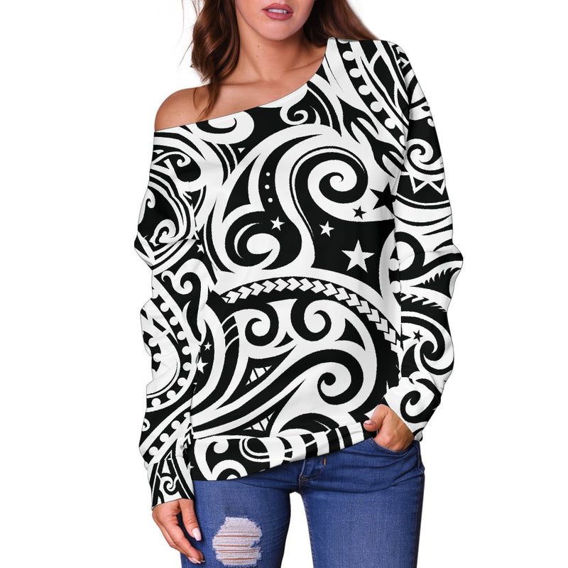 Polynesian Traditional Tribal Off Shoulder Sweatshirt