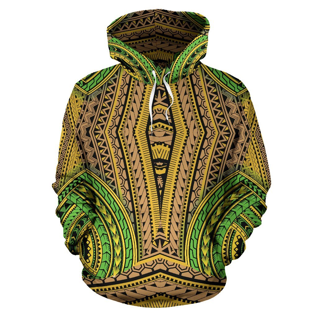 Polynesian Hawaiian Tribal Color All Over Print Hoodie