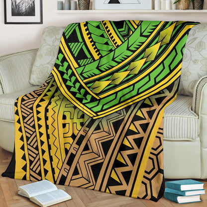 Polynesian Tribal Color Fleece Blanket