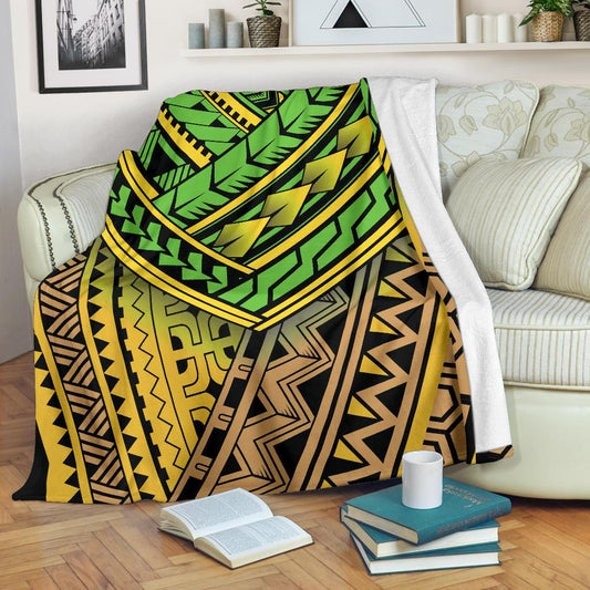 Polynesian Tribal Color Fleece Blanket