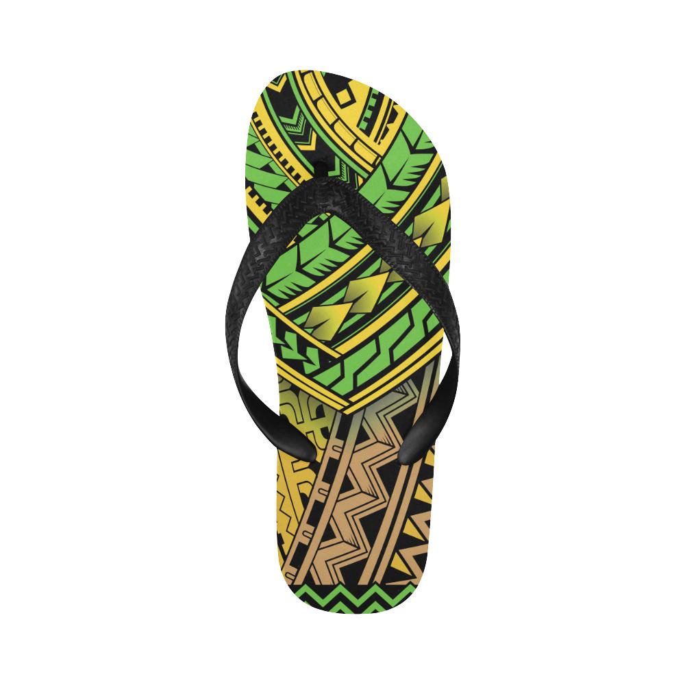 Polynesian Tribal Color Flip Flops-JorJune