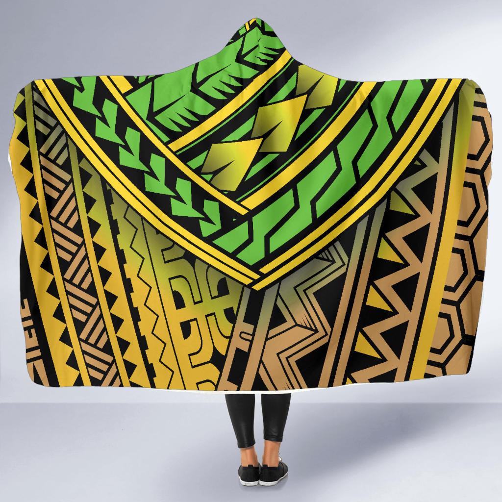 Polynesian Tribal Color Hooded Blanket-JORJUNE.COM