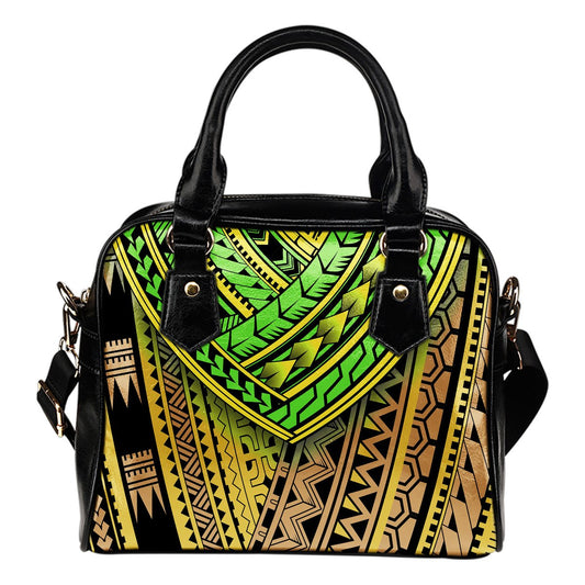Polynesian Tribal Color Leather Shoulder Handbag