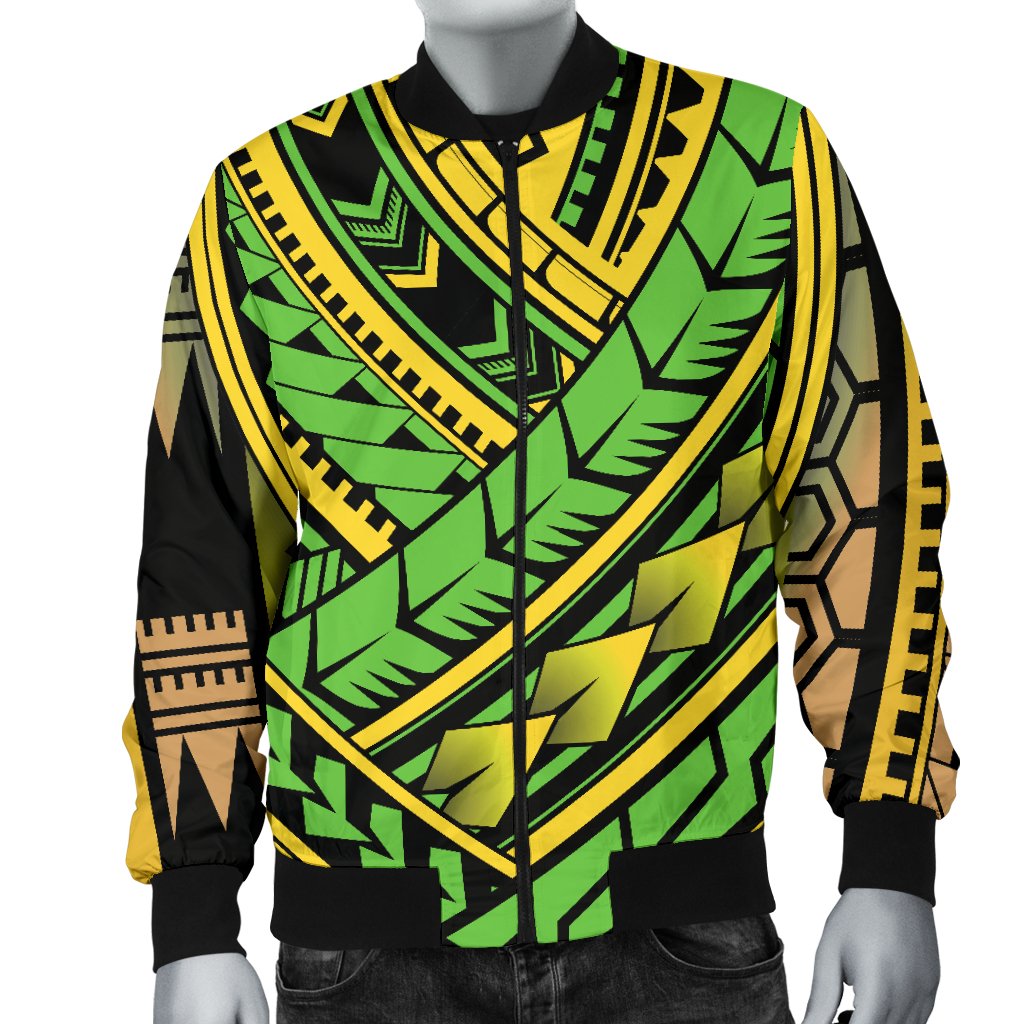 Polynesian Tribal Color Men Casual Bomber Jacket