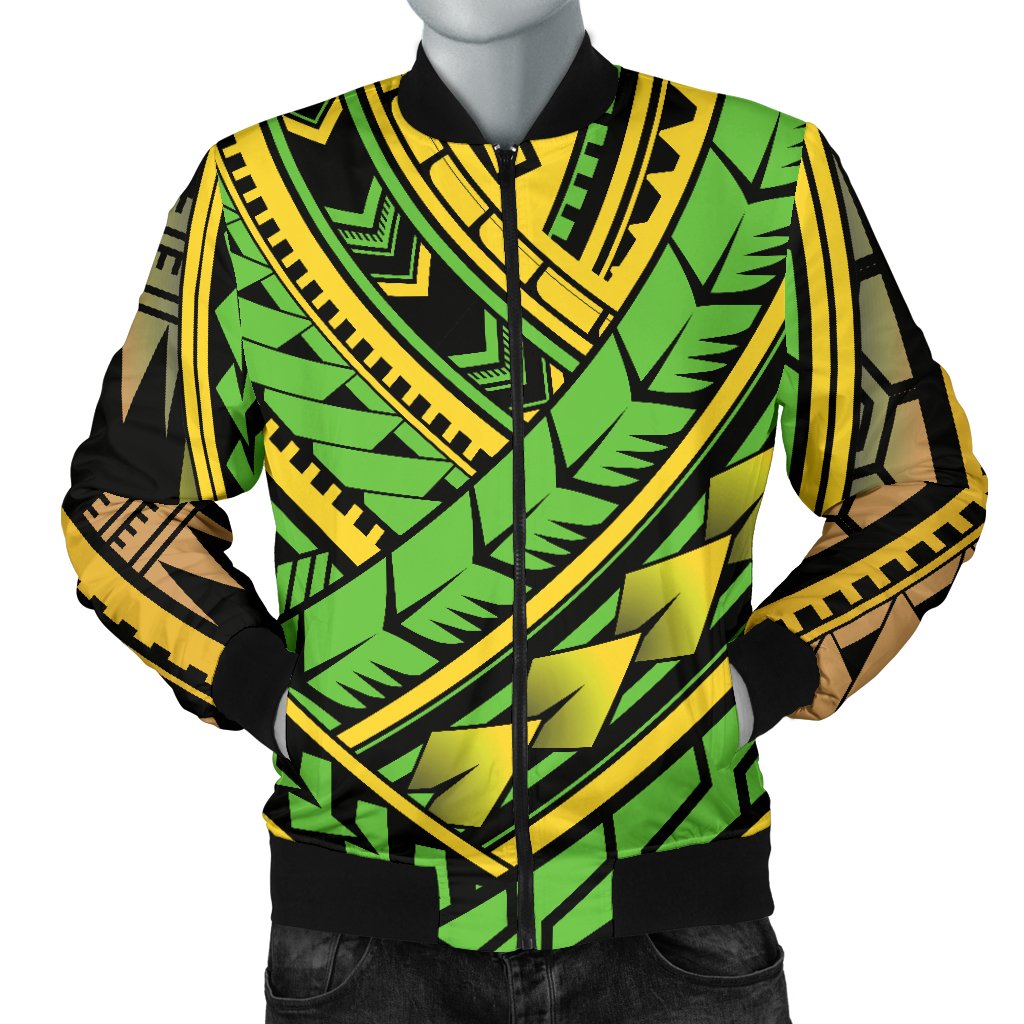 Polynesian Tribal Color Men Casual Bomber Jacket