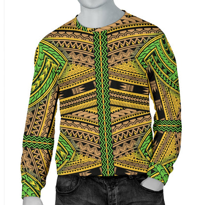 Polynesian Tribal Color Men Crewneck Sweatshirt