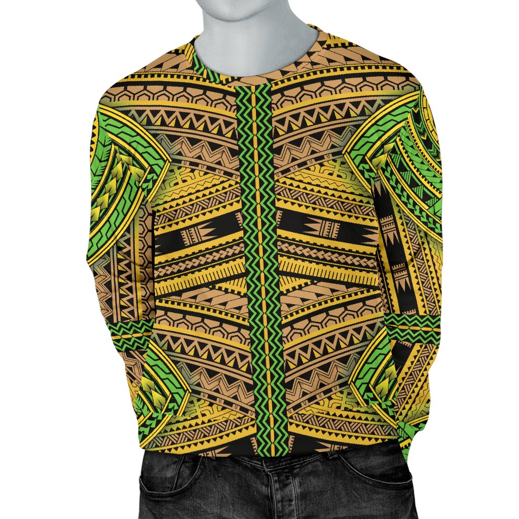 Polynesian Tribal Color Men Crewneck Sweatshirt