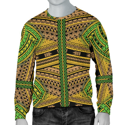 Polynesian Tribal Color Men Crewneck Sweatshirt