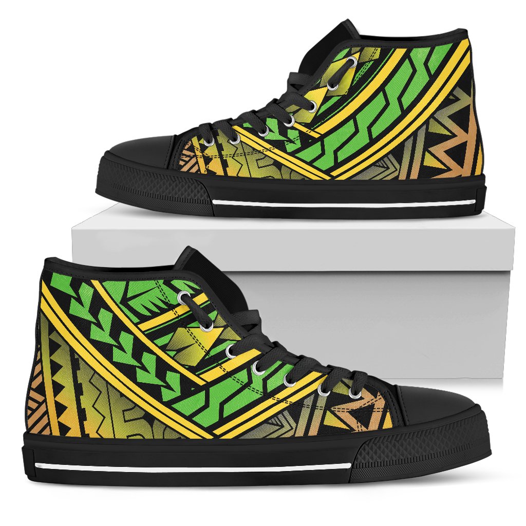 Polynesian Tribal Color Men High Top Shoes