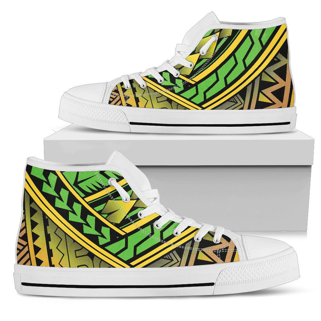 Polynesian Tribal Color Men High Top Shoes