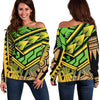Polynesian Tribal Color Off Shoulder Sweatshirt