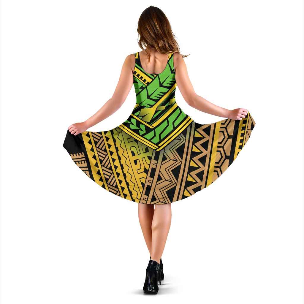 Polynesian Tribal Color Sleeveless Mini Dress