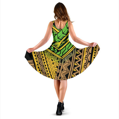 Polynesian Tribal Color Sleeveless Mini Dress