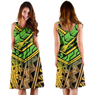 Polynesian Tribal Color Sleeveless Mini Dress
