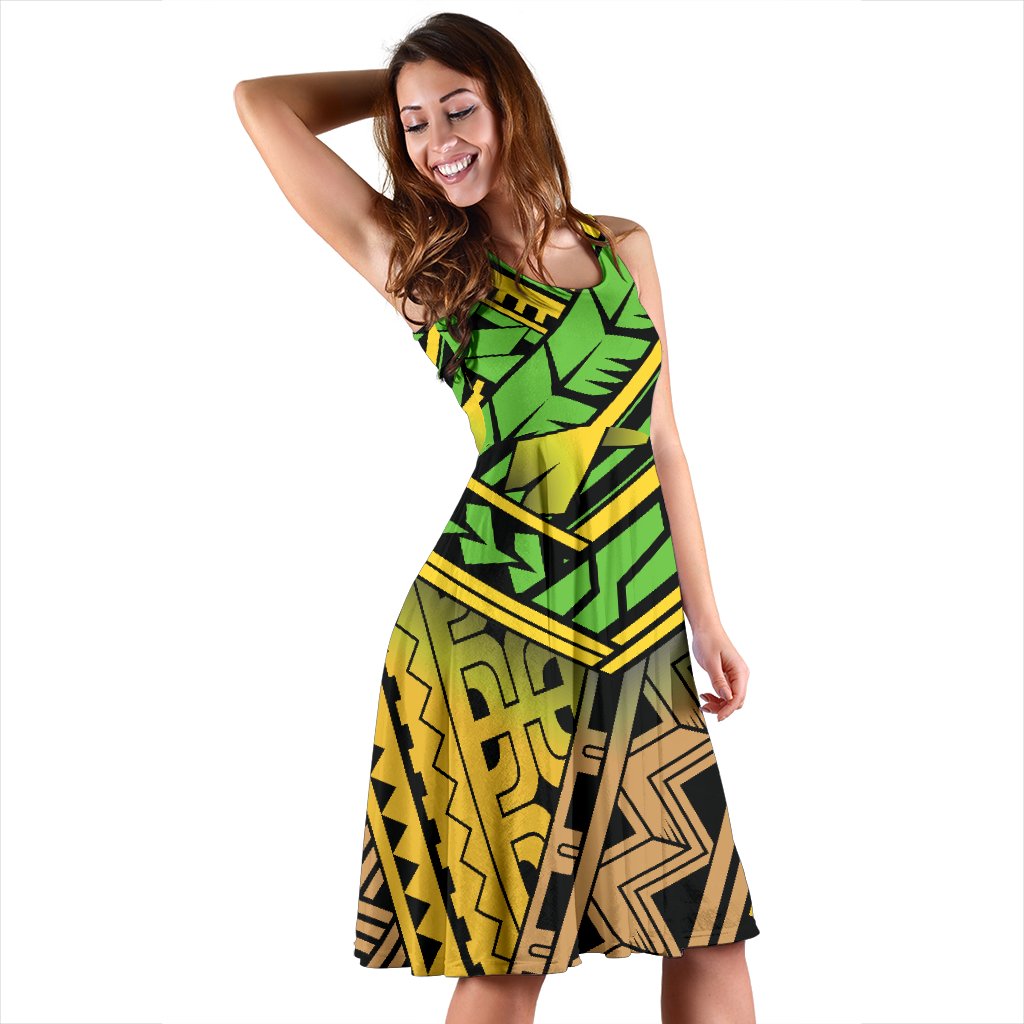 Polynesian Tribal Color Sleeveless Mini Dress