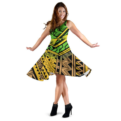 Polynesian Tribal Color Sleeveless Mini Dress