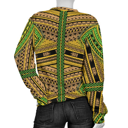 Polynesian Tribal Color Women Crewneck Sweatshirt