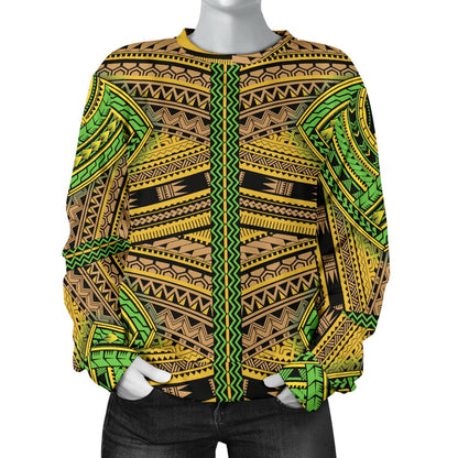 Polynesian Tribal Color Women Crewneck Sweatshirt