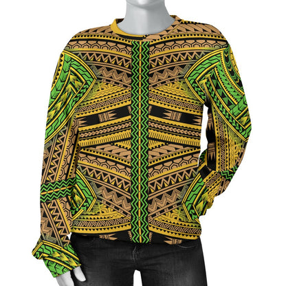 Polynesian Tribal Color Women Crewneck Sweatshirt