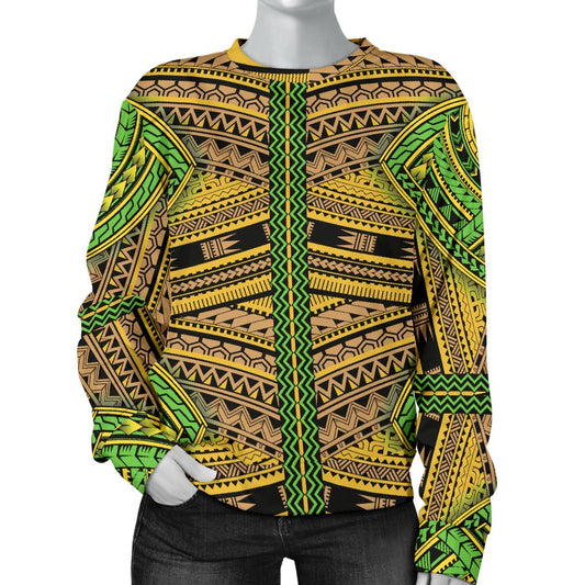 Polynesian Tribal Color Women Crewneck Sweatshirt