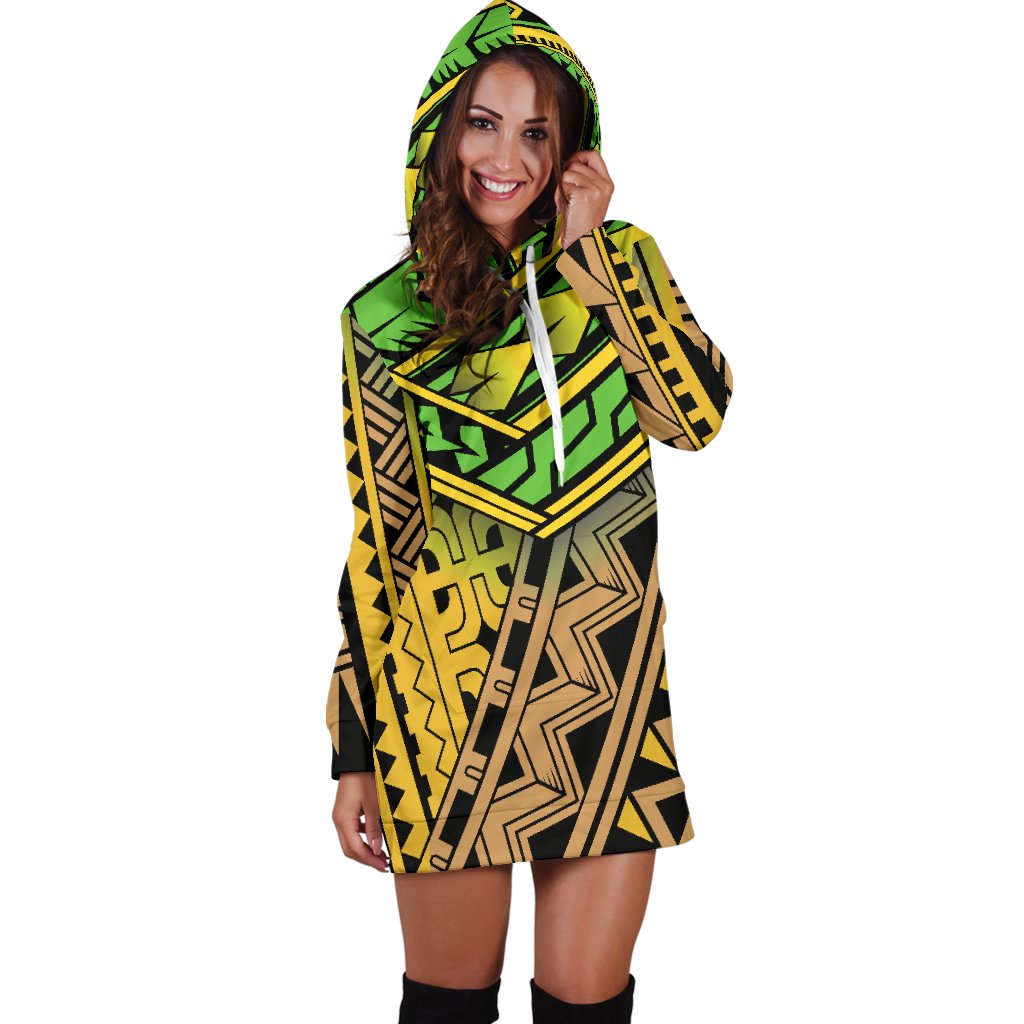 Polynesian Tribal Color Women Hoodie Dress