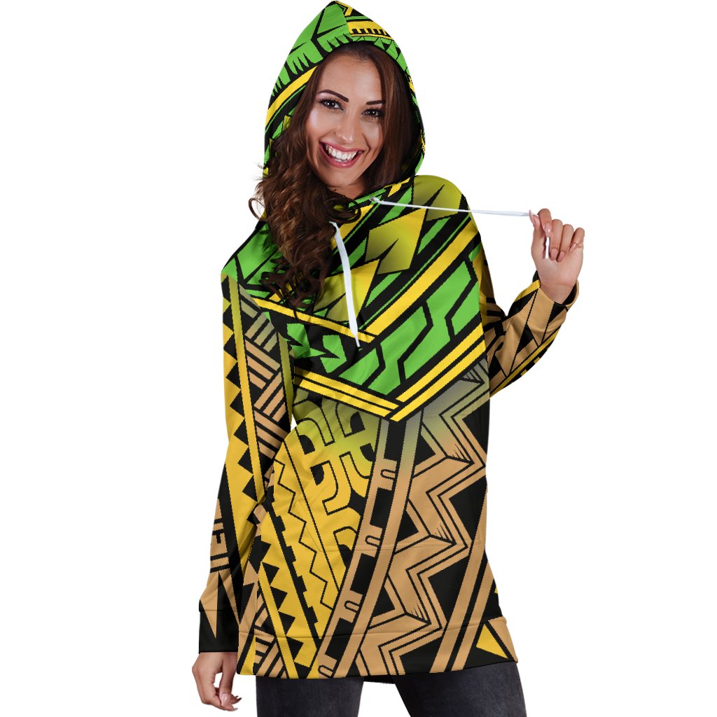 Polynesian Tribal Color Women Hoodie Dress