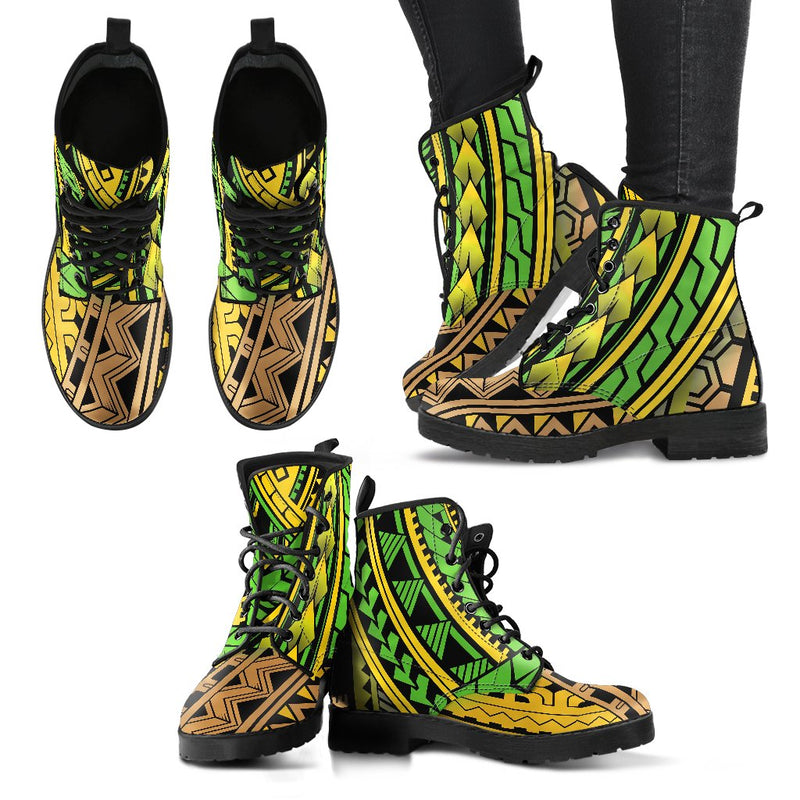 Polynesian Tribal Color Women Leather Boots