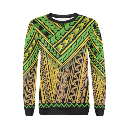 Polynesian Tribal Color Women Long Sleeve Sweatshirt-JorJune
