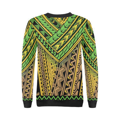 Polynesian Tribal Color Women Long Sleeve Sweatshirt-JorJune