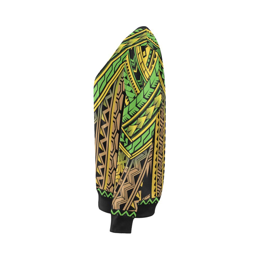 Polynesian Tribal Color Women Long Sleeve Sweatshirt-JorJune