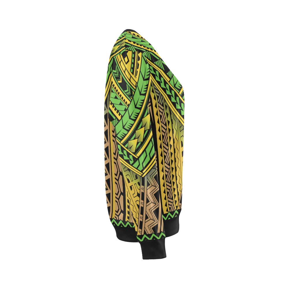 Polynesian Tribal Color Women Long Sleeve Sweatshirt-JorJune