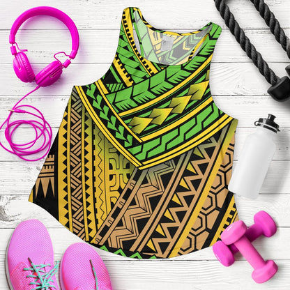 Polynesian Tribal Color Women Racerback Tank Top