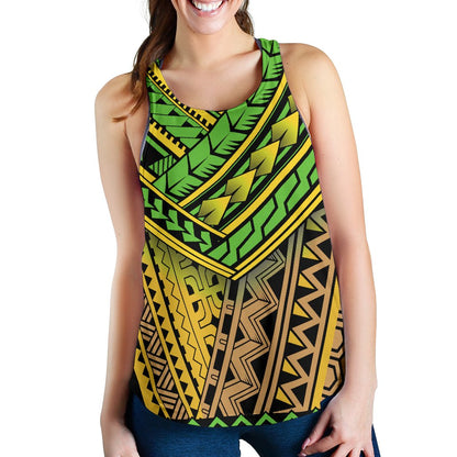 Polynesian Tribal Color Women Racerback Tank Top