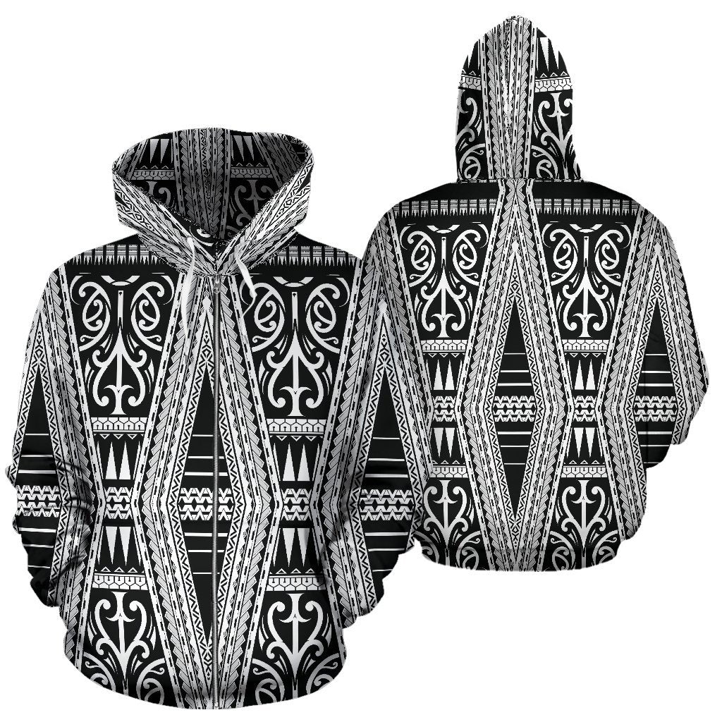 Polynesian Hawaiian Tribal Design All Over Zip Up Hoodie
