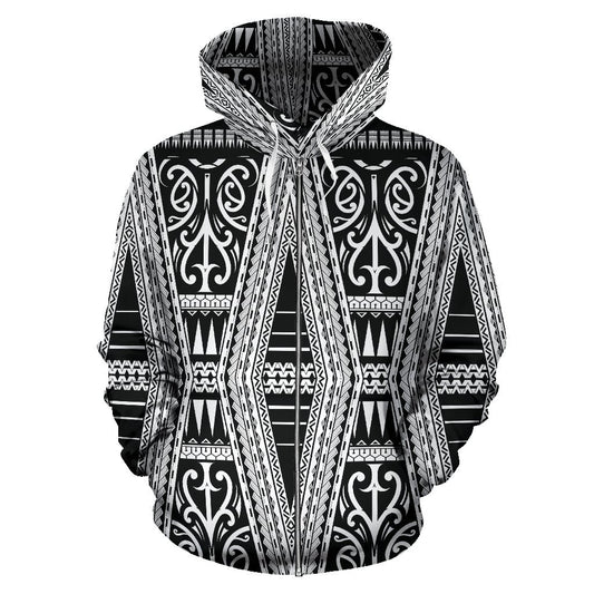 Polynesian Hawaiian Tribal Design All Over Zip Up Hoodie