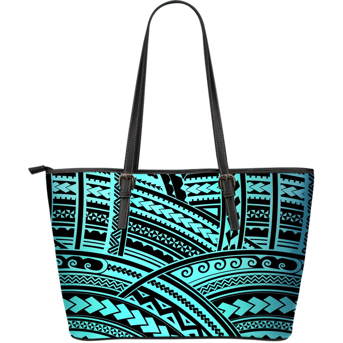 Polynesian Tribal Large Leather Tote Bag