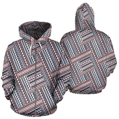 Polynesian Hawaiian Tribal line All Over Zip Up Hoodie